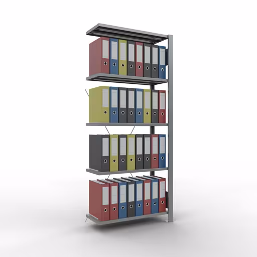 Productafbeelding nr. 12 van het artikel Aanbouwstelling, kantoorstelling, insteeksysteem MULTIplus85, 1800 x 750 x 300 mm, 5 legborden, kruisschoor, verzinkt, zonder aanslaglijst Afbeelding nr. 12 van het artikel, kantoorrekken, insteeksysteem MULTIplus85, 1800 x 750 x 300 mm, 5 legborden, verzinkt, zonder aanslaglijst uit de productgroep kantoorrekken van Schulte Lagertechnik