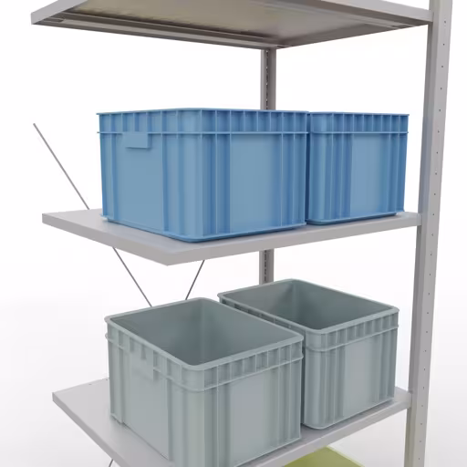 Productafbeelding nr. 13 van het artikel aanbouwplank, legbord, insteeksysteem MULTIplus150, 2000 x 750 x 600 mm, 5 legborden, RAL 7035 lichtgrijs uit het assortiment insteeksysteem van Schulte Lagertechnik