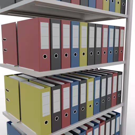 Productafbeelding nr. 16 van het artikel Aanbouwstelling, kantoorstelling, insteeksysteem MULTIplus150, 1800 x 1000 x 600 mm, 5 legborden, lengtestangen, met middenaanslag, lichtgrijs Afbeelding nr. 16 van het artikel, kantoorrekken, insteeksysteem MULTIplus150, 1800 x 1000 x 600 mm, 5 planken, met middenaanslag, lichtgrijs uit de productgroep kantoorrekken van Schulte Lagertechnik