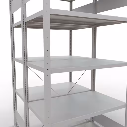 Basisplank, dubbele plank, rekkensysteem MULTIplus250, 2000 x 1000 x (2x600) mm, 2x5 planken, kruisschoor, RAL 7035 lichtgrijs van Schulte Lagertechnik uit het rekkenprogramma