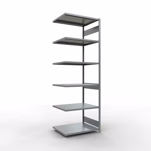 Aanbouwrekken, legbordstellingen, insteeksysteem MULTIplus250, 3000 x 1000 x 800 mm (HxBxD), 7 legborden, lengtebalk, verzinkt, aanbouwplank, art.nr. 12987-LR