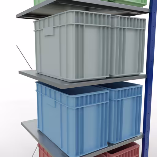 Productafbeelding nr. 14 van het artikel aanbouwplank, legbord, insteeksysteem MULTIplus150, 2000 x 750 x 800 mm, 5 legborden, RAL 5010 gentiaanblauw/verzinkt/verzinkt uit het insteeksysteem-assortiment van Schulte Lagertechnik