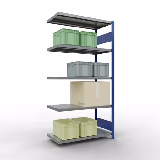 Productafbeelding nr. 15 van het artikel Aanbouwrekken, legbordstellingen, insteeksysteem MULTIplus250, 2000 x 1000 x 500 mm (HxBxD), 5 legborden, lengtestangen, RAL 5010 gentiaanblauw/verzinkt Afbeelding nr. 15 van het artikel aanbouwrekken, legbordstellingen, insteeksysteem MULTIplus250, 2000 x 1000 x 500 mm, 5 legborden, lengtestangen, RAL 5010 gentiaanblauw/verzinkt uit de productgroep insteeksysteem van Schulte Lagertechnik.