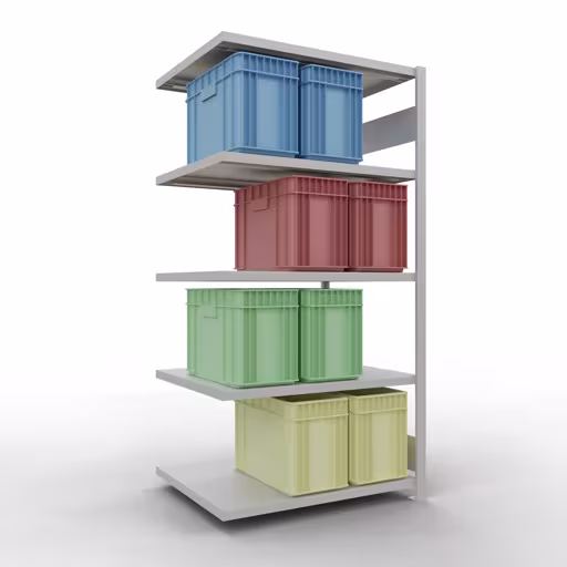 Aanbouwrekken, rekken, insteeksysteem MULTIplus250, 2000 x 1000 x 800 mm (HxBxD), 5 planken, RAL 7035 lichtgrijs van het merk Schulte Lagertechnik uit het assortiment plug-in-systemen