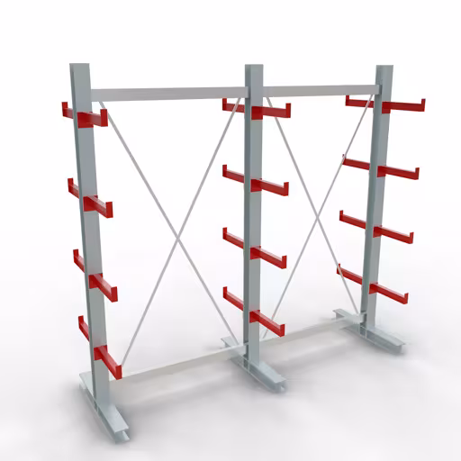 K 3000 compleet legbord, dubbelzijdig, 2500 x 2600 x 400 mm, RAL 7001 / RAL 3000, 5 opslagniveaus, K3000 voor middelzware goederen, art.nr. 27718