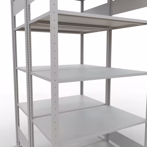 Extra afbeelding van het artikel Basisplank, dubbele plank, plankinsteeksysteem MULTIplus150, 2000 x 1000 x (2x600) mm (HxBxD), 2x5 planken, lengtestangen, RAL 7035 lichtgrijs Extra afbeelding van het artikel Basisplank, dubbele plank, plankinsteeksysteem MULTIplus150, 2000 x 1000 x (2x600) mm, 2x5 planken, RAL 7035 lichtgrijs uit dubbele planken