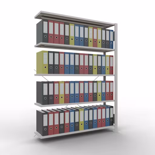 Productafbeelding nr. 12 van het artikel Aanbouwstelling, kantoorstelling, insteeksysteem MULTIplus85, 1800 x 1300 x 300 mm, 5 legborden, kruisschoor, zonder aanslaglijst, lichtgrijs Afbeelding nr. 12 van het artikel, kantoorrekken, insteeksysteem MULTIplus85, 1800 x 1300 x 300 mm, 5 planken, zonder aanslaglijst, lichtgrijs uit de productgroep kantoorrekken van Schulte Lagertechnik