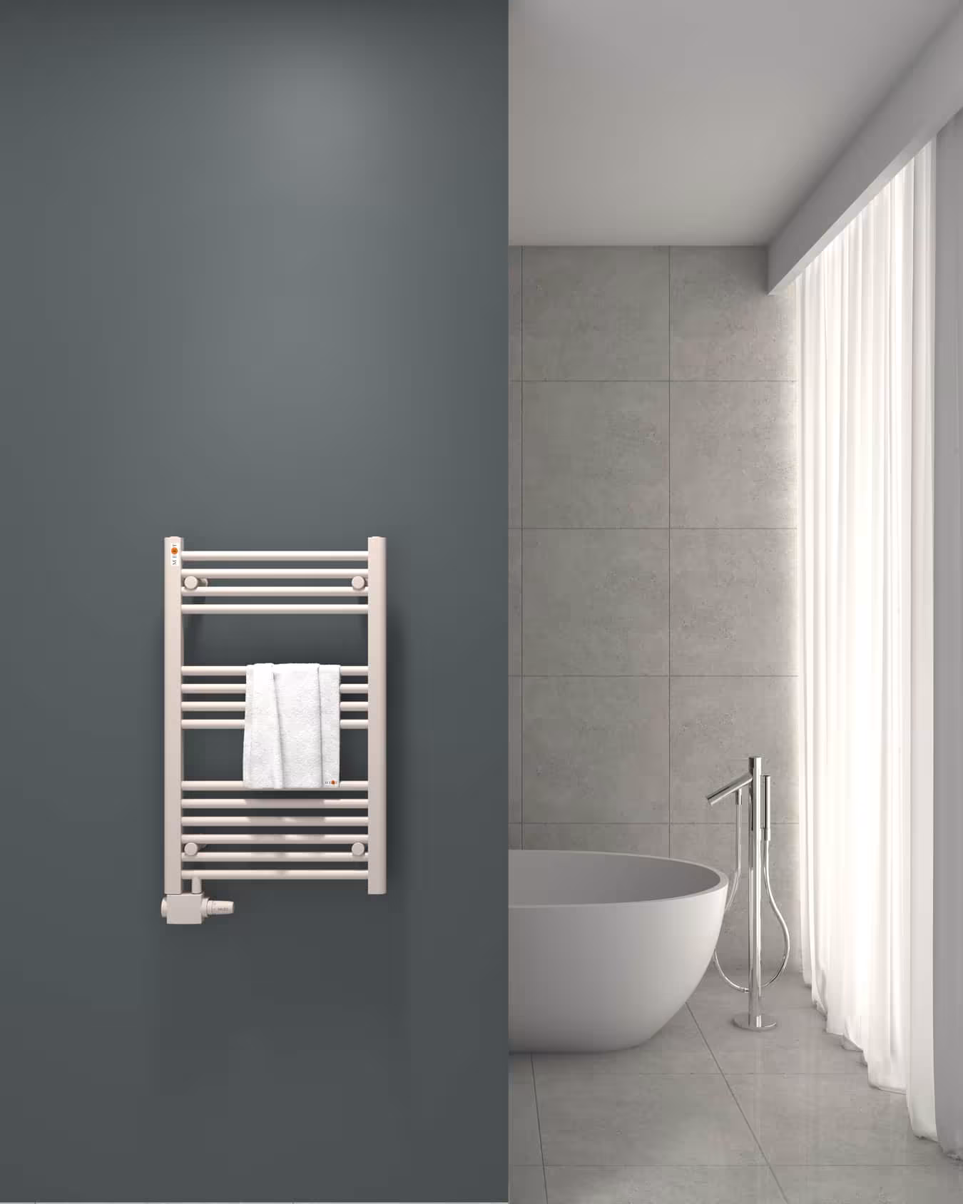 Vervangende badkamerradiator wit recht, 500 x 800 mm, offset middenaansluiting links of rechtsonder van MERT MERT vervangende badkamerradiator wit recht, versprongen middenaansluiting links of rechts onder, vervangende radiator, art.nr. 1-50x080-AU-50