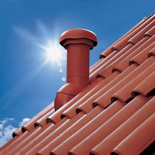 Venduct ventilatiebuis lang DN 110 donkergrijs, voor aansluiting op DN 125 uit de categorie steile dakdoorgangen met GTIN 4027822791646 Venduct ventilatiebuis lang DN 110, DN 125 met standpijp van het merk Klöber uit de categorie steile dakdoorgangen