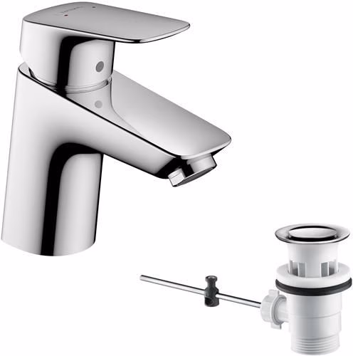 Hansgrohe ééngreeps wastafelmengkraan LOGIS 70 nominale breedte 15 met verzonken waste G 1 1/4 inch chroom
