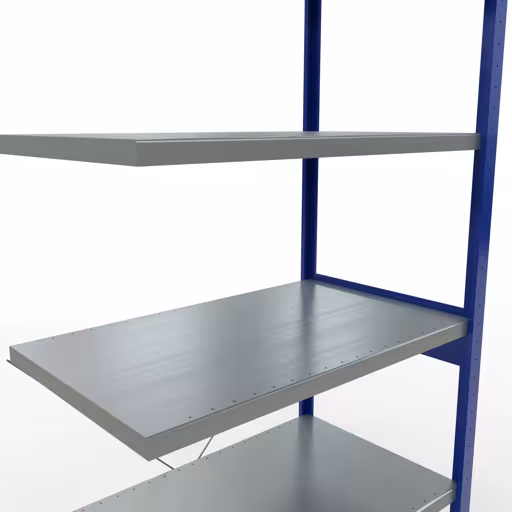Productafbeelding nr. 7 van het artikel aanbouwrekken, legbord, insteeksysteem MULTIplus250, 2500 x 1000 x 600 mm, 6 legborden, kruisschoor, RAL 5010 gentiaanblauw/verzinkt uit het insteeksysteem assortiment van het merk Schulte Lagertechnik