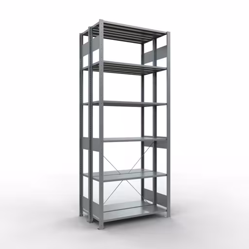 Basisplank, dubbele plank, stellingsysteem MULTIplus150, 2500 x 1000 x (2x300) mm (HxBxD), 2x6 planken, kruisschoor, verzinkt, dubbele planken, art.nr. 13731