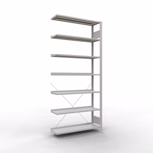 , kantoorrekkensysteem MULTIplus85, 2300 x 1000 x 300 mm, 7 planken, met stoplijst, lichtgrijs van Schulte Lagertechnik uit het assortiment kantoorrekken