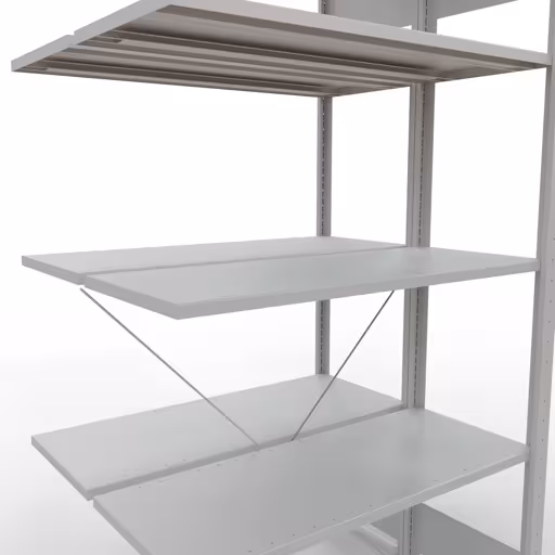 Afbeelding nr. 10 van het artikel aanbouwrekken, dubbele rekken, stellingrekken, insteeksysteem MULTIplus150, 2000 x 1000 x (2x400) mm, 2x5 legborden, kruisschoor, RAL 7035 lichtgrijs uit de productgroep stellingstellingen van Schulte Lagertechnik