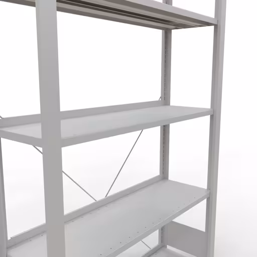 Basisplank, kantoorstelling, insteeksysteem MULTIplus85, 1800 x 1000 x 300 mm, 5 planken, dwarsschoor, met aanslaglijst, lichtgrijs uit de categorie insteeksysteem met de GTIN 4004514219398 , kantoorrekkensysteem MULTIplus85, 1800 x 1000 x 300 mm, 5 legborden, met stoplijst, lichtgrijs van Schulte Lagertechnik uit het assortiment kantoorrekken