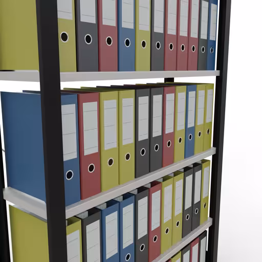 Productafbeelding nr. 11 van het artikel basisplank, kantoorplank, insteeksysteem MULTIplus85, 2000 x 1000 x 300 mm, 6 planken, kruisschoor, zonder aanslaglijst, zwart/lichtgrijs Figuur nr. 11 van het artikel basisrek, kantoorrek, insteeksysteem MULTIplus85, 2000 x 1000 x 300 mm, 6 planken, kruisschoor, zonder aanslaglijst, zwart/lichtgrijs uit de productgroep kantoorrekken van Schulte Lagertechnik.