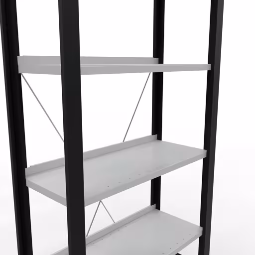 Figuur nr. 13 van het artikel basisrek, kantoorrek, insteeksysteem MULTIplus85, 2000 x 750 x 300 mm, 6 planken, kruisschoor, met aanslagbalk, zwart/lichtgrijs uit de productgroep kantoorrekken van Schulte Lagertechnik.