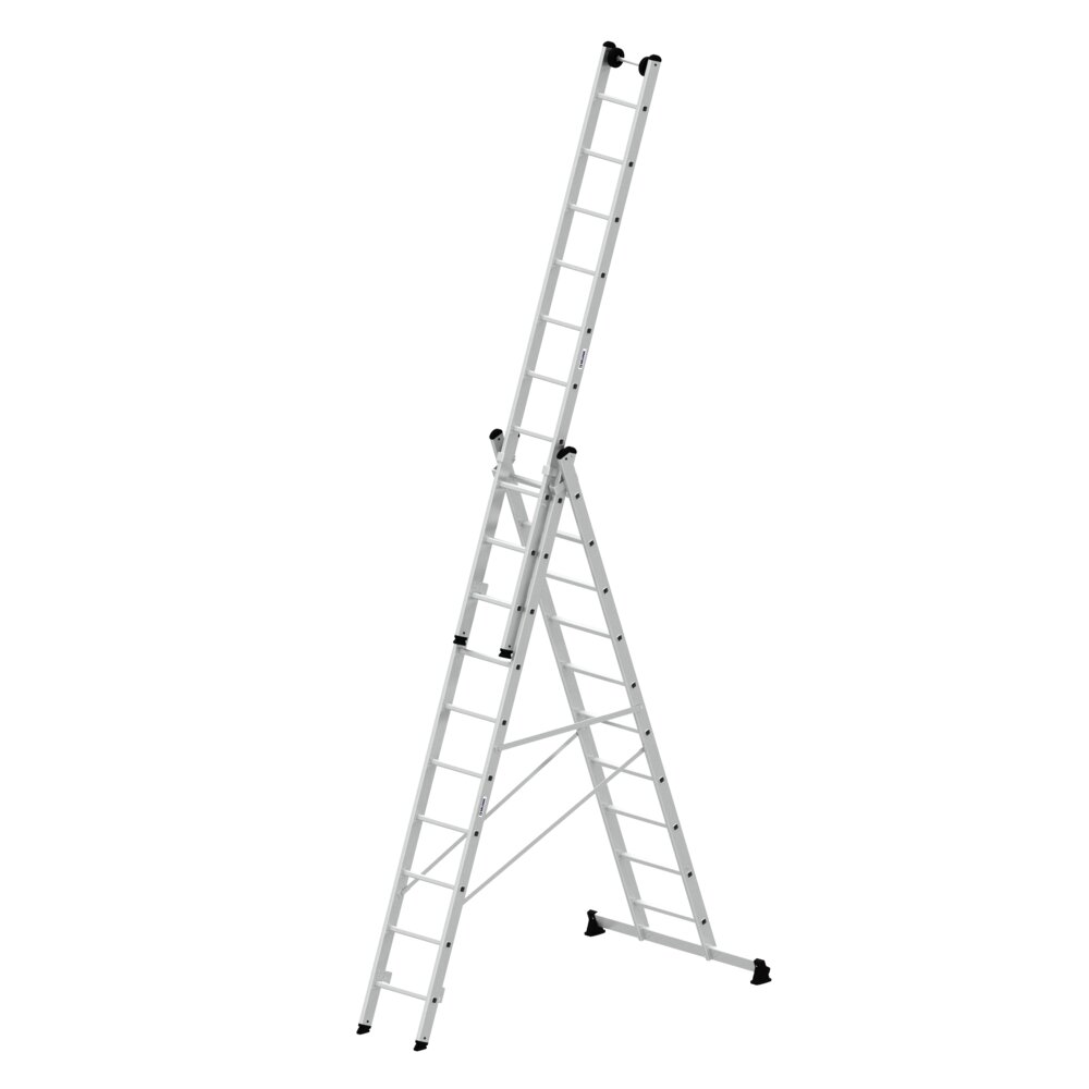 Munk 3-delige multifunctionele ladder met nivello® dwarsbalk en muurrollen, 3x10 sporten van Günzburger Steigtechnik Munk multifunctionele ladder met 3 sporten, Nivello® dwarsbalk en wandwielen, uit de categorie multifunctionele ladders, artikelnummer 033310