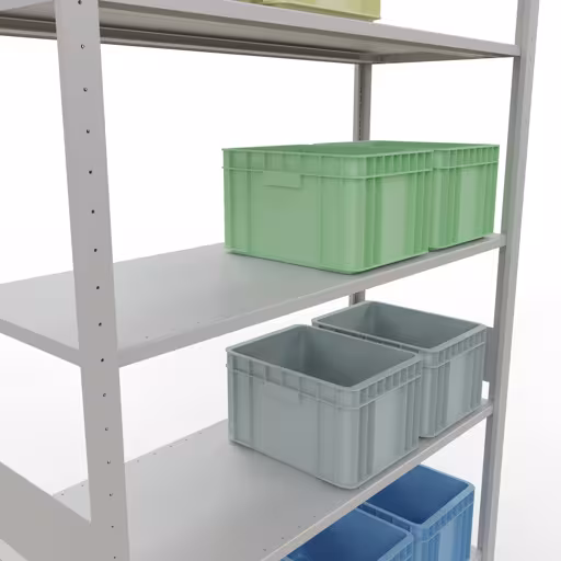 Basisplank, plankplank, insteeksysteem MULTIplus150, 3000 x 1300 x 500 mm, 7 planken, lengtestangen, RAL 7035 lichtgrijs van Schulte Lagertechnik met het artikelnr. 32652-130-LR