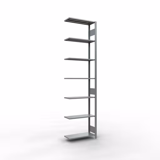 Aanbouwrekken, rekken, insteeksysteem MULTIplus150, 3000 x 750 x 300 mm (HxBxD), 7 planken, lengtestangen, verzinkt van Schulte Lagertechnik Aanbouwrekken, legbordstellingen, insteeksysteem MULTIplus150, 3000 x 750 x 300 mm (HxBxD), 7 legborden, lengtestangen, verzinkt, aanbouwplank, art.nr. 12737-75-LR