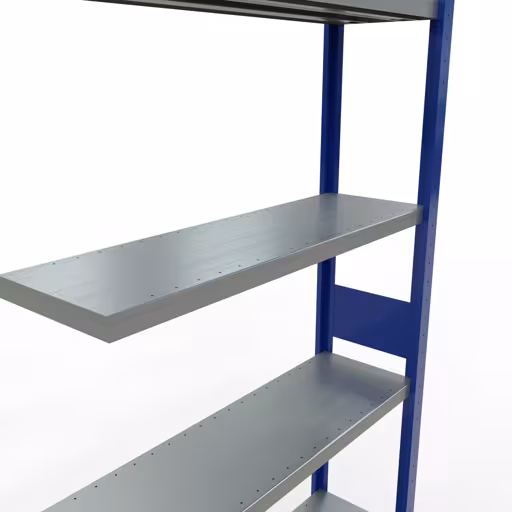 Aanbouwrekken, rekken, insteeksysteem MULTIplus330, 3000 x 1000 x 300 mm, 7 legborden, lengtestangen, RAL 5010 gentiaanblauw/verzinkt van Schulte Lagertechnik uit het assortiment insteeksysteem