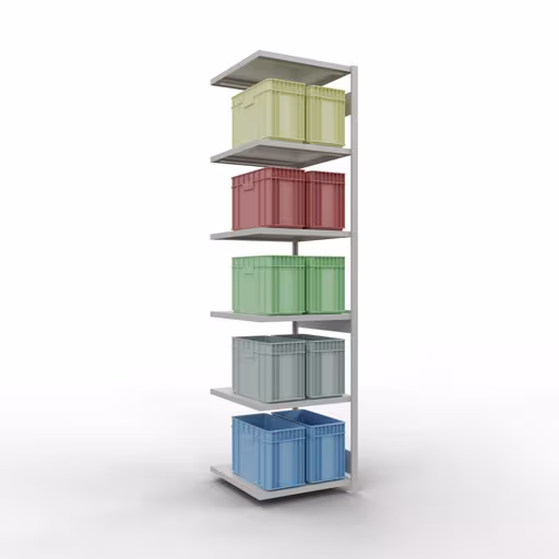 Aanbouwrekken, rekken, insteeksysteem MULTIplus250, 3000 x 750 x 800 mm, 7 legborden, lengtestangen, RAL 7035 lichtgrijs van Schulte Lagertechnik uit het assortiment insteeksysteem