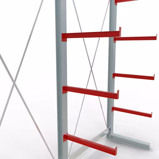 Productafbeelding nr. 10 van artikel K 6000 compleet legbord, eenzijdig, 3000 x 3000 x 750 mm, RAL 7001 / RAL 3000, 5 opslagniveaus Afbeelding nr. 10 van het artikel K 6000 complete stelling, eenzijdig, 3000 x 3000 x 750 mm, RAL 7001 / RAL 3000, 5 opslagniveaus uit de productgroep draagarmstellingen van Schulte Lagertechnik