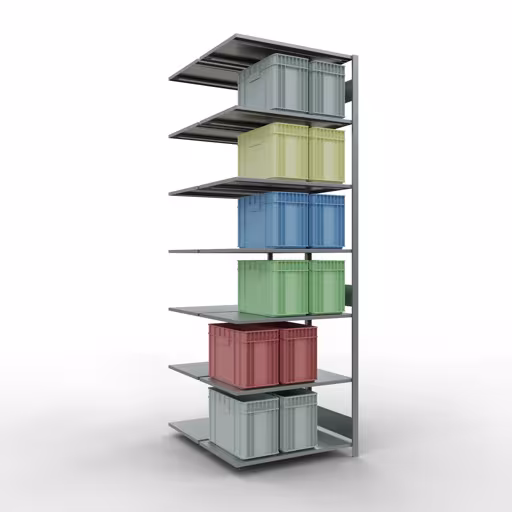 Afbeelding nr. 16 van het artikel aanbouwrekken, dubbele rekken, stellingrek insteeksysteem MULTIplus150, 3000 x 1000 x (2x600) mm, 2x7 planken, lengtestangen, verzinkt uit de productgroep stellingstellingen van Schulte Lagertechnik