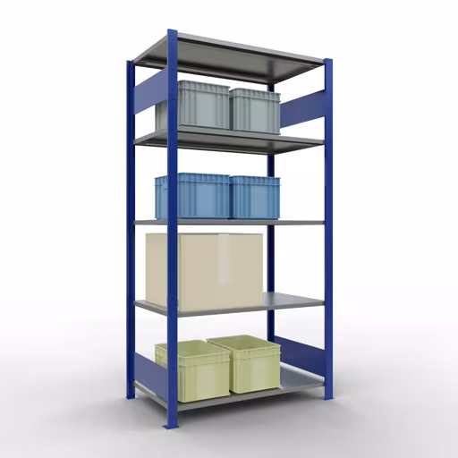Productafbeelding nr. 15 van het artikel basisrek, legbord, insteeksysteem MULTIplus150, 2000 x 1000 x 600 mm, 5 legborden, RAL 5010 gentiaanblauw/verzinkt uit het insteeksysteem assortiment van Schulte Lagertechnik