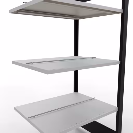 Afbeelding nr. 10 van het artikel aanbouwrekken, kantoorrekken, insteeksysteem MULTIplus150, 1800 x 750 x 600 mm, 5 planken, lengtestangen, met middenaanslag, zwart/lichtgrijs uit de productgroep kantoorrekken van Schulte Lagertechnik