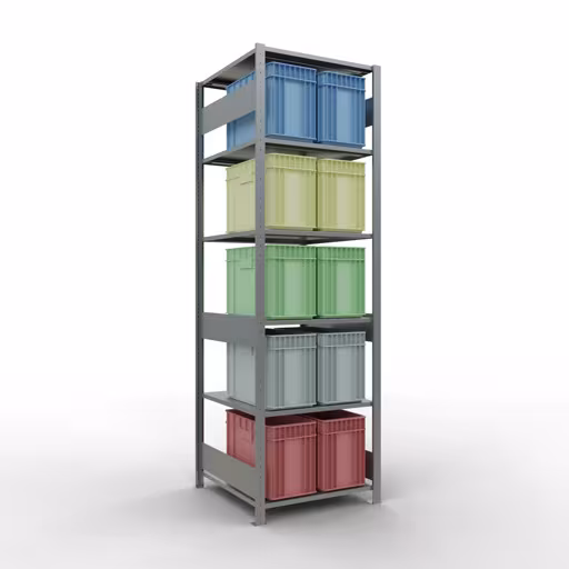 Basisplank, legbord, insteeksysteem MULTIplus150, 2500 x 750 x 800 mm, 6 legborden, lengtestangen, verzinkt van Schulte Lagertechnik uit de categorie insteeksysteem