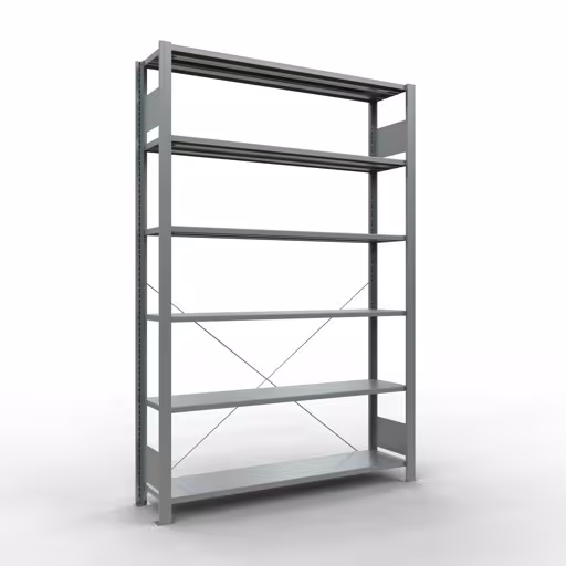 , kantoorrekken, insteeksysteem MULTIplus85, 2000 x 1300 x 300 mm, 6 legborden, verzinkt, zonder aanslaglijst van Schulte Lagertechnik uit het assortiment kantoorrekken