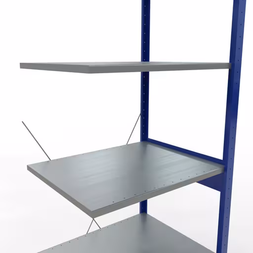 Aanbouwrekken, rekken, insteeksysteem MULTIplus150, 2500 x 750 x 600 mm (HxBxD), 6 legborden, kruisschoor, RAL 5010 gentiaanblauw/verzinkt/verzinkt met de GTIN 4004514251404 Aanbouwrekken, legbordstellingen, insteeksysteem MULTIplus150, 2500 x 750 x 600 mm, 6 legborden, RAL 5010 gentiaanblauw/verzinkt/verzinkt van Schulte Lagertechnik met artikelnr. 12766-75-B