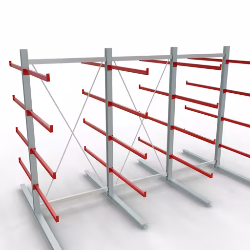 K 6000 compleet legbord, dubbelzijdig, 3000 x 4500 x 2x 1250 mm, RAL 7001 / RAL 3000, 5 opslagniveaus, K6000 voor zware goederen, art.nr. 28723