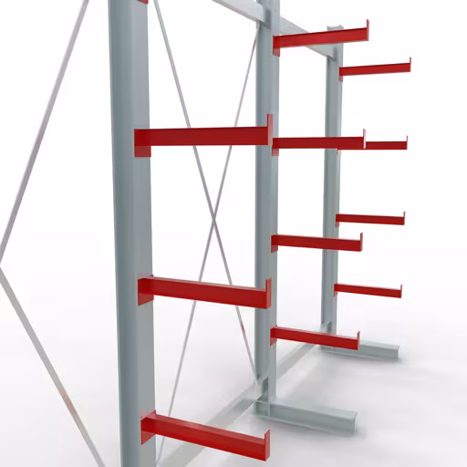 K 3000 compleet legbord, eenzijdig, 2500 x 3900 x 500 mm, RAL 7001 / RAL 3000, 5 opslagniveaus van Schulte Lagertechnik uit het assortiment draagarmstellingen