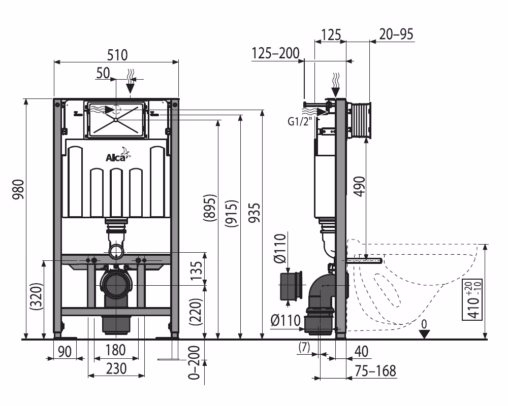 AM101 toiletmontage-element | Inbouwspoelreservoir voor wandmontage, inbouwhoogte 1000 mm uit de categorie sanitair keramiek montagemateriaal met GTIN 8595580549961 AlcaPlast AM101 toiletmontage-element | Inbouwspoelreservoir voor wandmontage van het merk AlcaPlast uit de categorie sanitairkeramisch montagemateriaal