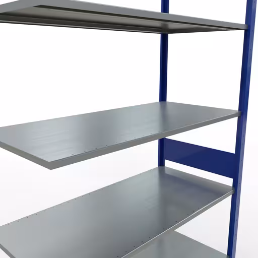 Aanbouwrekken, rekken, insteeksysteem MULTIplus150, 3000 x 1300 x 600 mm, 7 legborden, lengtestangen, RAL 5010 gentiaanblauw/verzinkt van Schulte Lagertechnik uit de categorie insteeksystemen