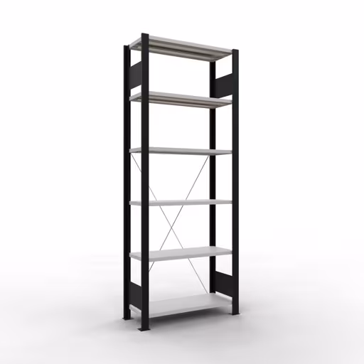 Figuur nr. 11 van het artikel basisrek, kantoorrek, insteeksysteem MULTIplus85, 2000 x 750 x 300 mm, 6 planken, kruisschoor, zonder aanslaglijst, zwart/lichtgrijs uit de productgroep kantoorrekken van Schulte Lagertechnik.