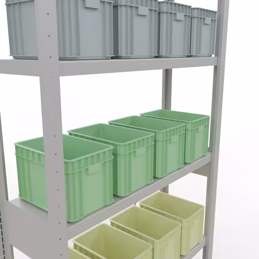 Basisplank, legbord, insteeksysteem MULTIplus250, 2500 x 1000 x 300 mm, 6 planken, kruisschoor, RAL 7035 lichtgrijs van Schulte Lagertechnik uit de categorie insteeksysteem