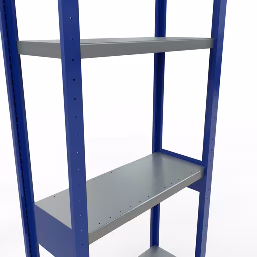 Basisplank, legbord, insteeksysteem MULTIplus250, 3000 x 750 x 300 mm, 7 legborden, lengtestangen, RAL 5010 gentiaanblauw/verzinkt/verzinkt van Schulte Lagertechnik uit het plug-in systeem-assortiment
