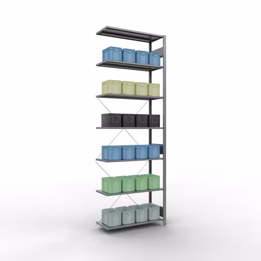 Figuur nr. 13 van het artikel aanbouwrekken, legbordstellingen, insteeksysteem MULTIplus150, 3000 x 1000 x 400 mm, 7 legborden, verzinkt uit de productgroep insteeksysteem van het merk Schulte Lagertechnik.
