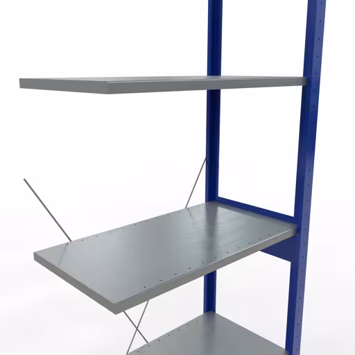 Aanbouwrekken, rekken, insteeksysteem MULTIplus150, 2500 x 750 x 400 mm, 6 legborden, kruisschoor, RAL 5010 gentiaanblauw/verzinkt/verzinkt van Schulte Lagertechnik uit de categorie insteeksystemen
