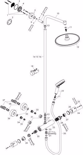 Technische Zeichnung 3982828 Hansgrohe Showerpipe CROMETTA S 240 1JET DN 15 16 l/min chroom