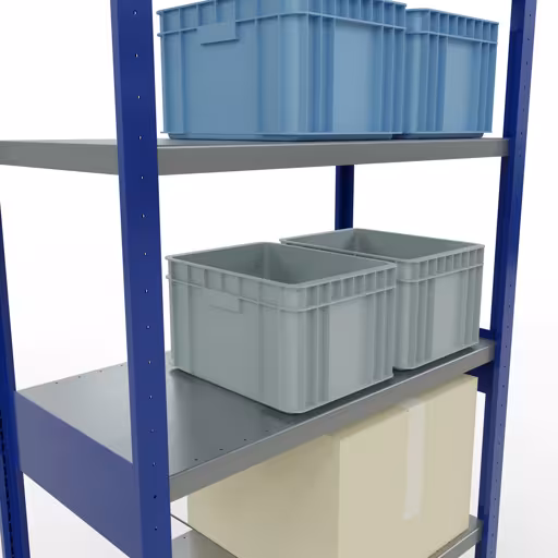 Figuur nr. 12 van het artikel basisrek, legbord, insteeksysteem MULTIplus330, 2500 x 1000 x 500 mm, 6 legborden, kruisschoor, RAL 5010 gentiaanblauw/verzinkt uit de insteeksysteem productgroep van Schulte Lagertechnik