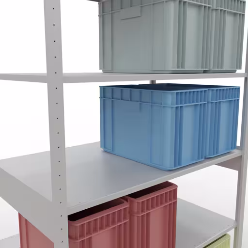 Basisplank, legplank, insteeksysteem MULTIplus150, 2500 x 1300 x 800 mm, 6 legborden, lengtestangen, RAL 7035 lichtgrijs uit de categorie basisplanken met de GTIN 4004514293459 Basisplank, legbord, insteeksysteem MULTIplus150, 2500 x 1300 x 800 mm, 6 legborden, lengtestangen, RAL 7035 lichtgrijs van het merk Schulte Lagertechnik uit het assortiment insteeksysteem