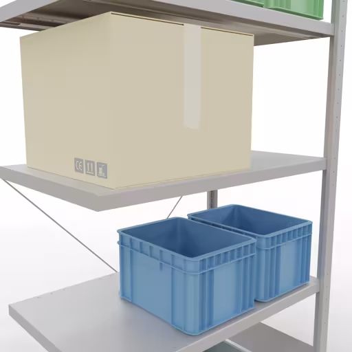 Figuur nr. 15 van het artikel aanbouwrekken, legbordstellingen, insteeksysteem MULTIplus330, 2000 x 1000 x 600 mm, 5 legborden, kruisschoor, RAL 7035 lichtgrijs uit de insteeksysteem productgroep van Schulte Lagertechnik.