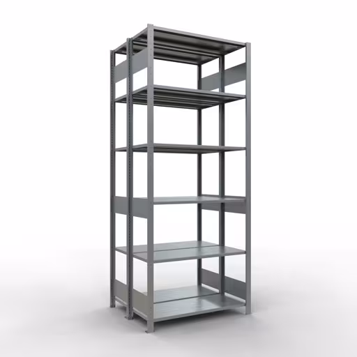 Basisplank, dubbele plank, stellingsysteem MULTIplus150, 2500 x 1000 x (2x400) mm (HxBxD), 2x6 planken, lengtestangen, gegalvaniseerd van Schulte Lagertechnik Basisplank, dubbele plank, legplank-insteeksysteem MULTIplus150, 2500 x 1000 x (2x400) mm (HxBxD), 2x6 legborden, lengtestangen, verzinkt, dubbele legborden, art.nr. 17841