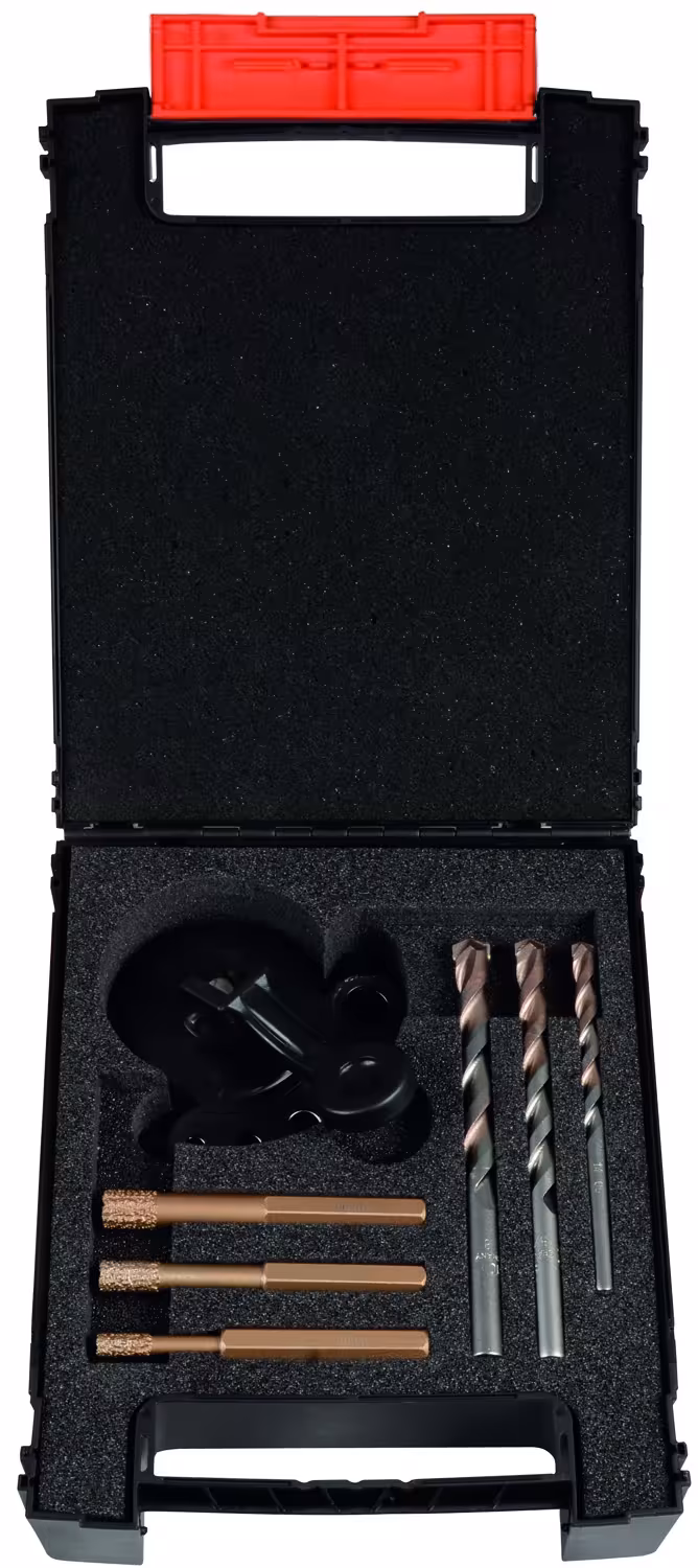 Set diamantdroogboren, zeskantschacht en betonboren, 7-delig. met boorhulp van PROJAHN Set diamantdroogboren, zeskantschacht en betonboren, 7-delig. met boorhulp, boor, artikelnr. 59803