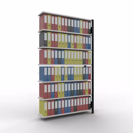 Productafbeelding nr. 11 van het artikel Aanbouwstelling, kantoorstelling, insteeksysteem MULTIplus85, 2300 x 1300 x 300 mm, 7 legborden, kruisschoor, zonder aanslaglijst, zwart/lichtgrijs Afbeelding nr. 11 van het artikel, kantoorrekken, insteeksysteem MULTIplus85, 2300 x 1300 x 300 mm, 7 planken, zonder aanslaglijst, zwart/lichtgrijs uit de productgroep kantoorrekken van Schulte Lagertechnik