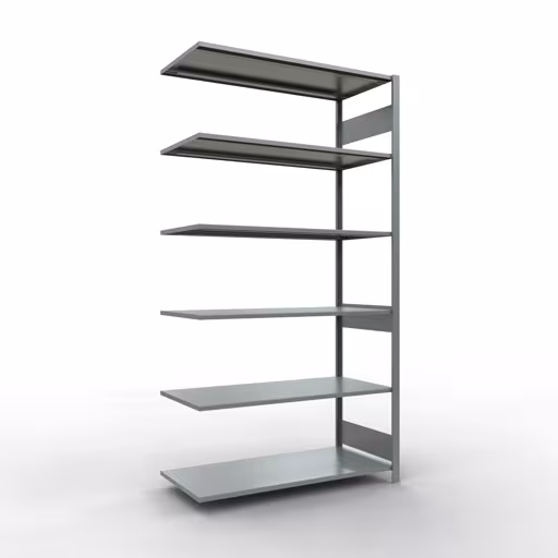 Extra afbeelding van het artikel Aanbouwrekken, legbord, insteeksysteem MULTIplus150, 2500 x 1300 x 600 mm, 6 legborden, lengtestangen, verzinkt vanaf opzetrek